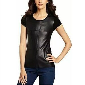 BAILEY 44 'HARDY' Black Faux Leather Tee